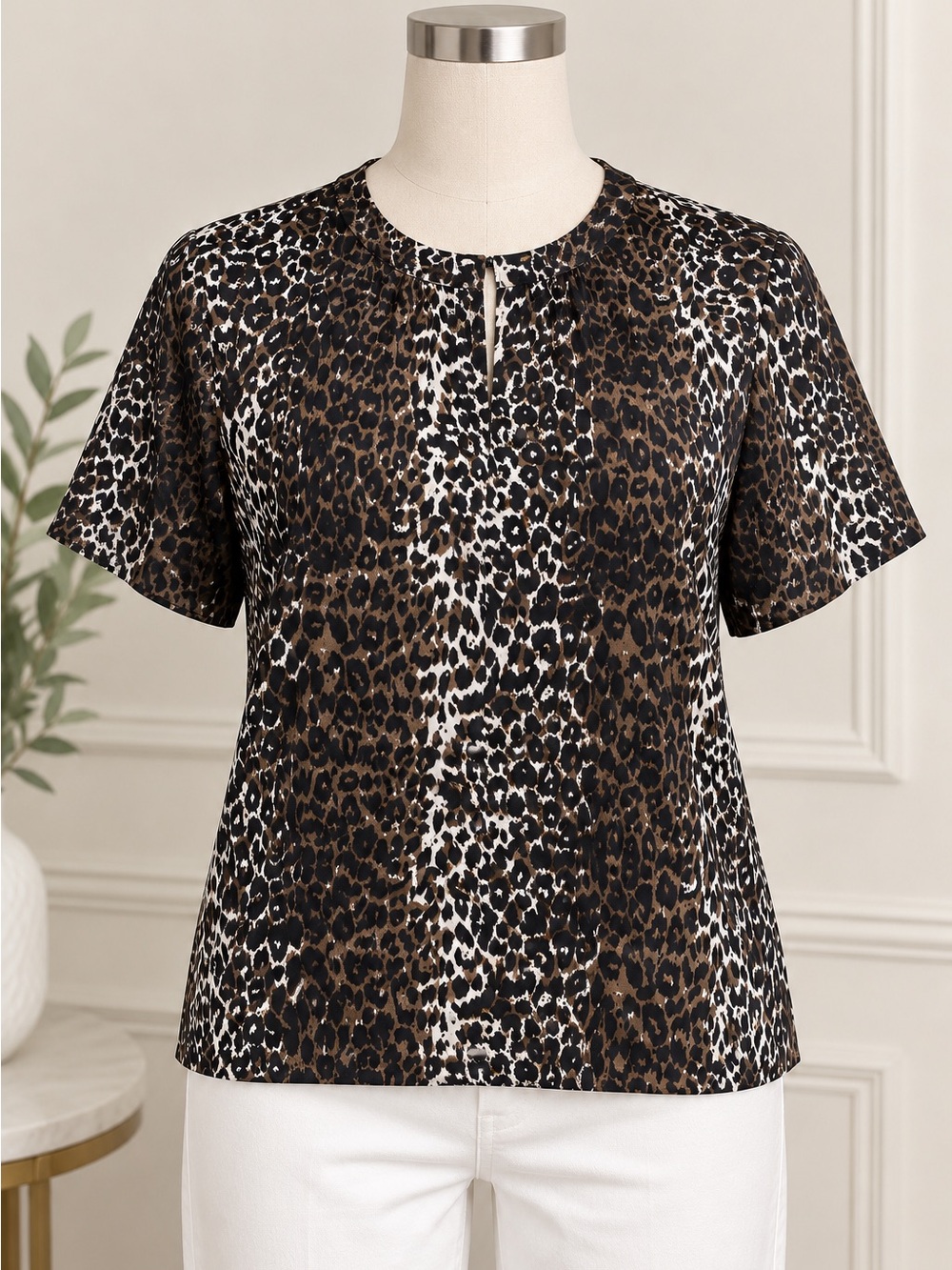 vintage 100% silk Anna and Frank leopard print blouse size M NWT